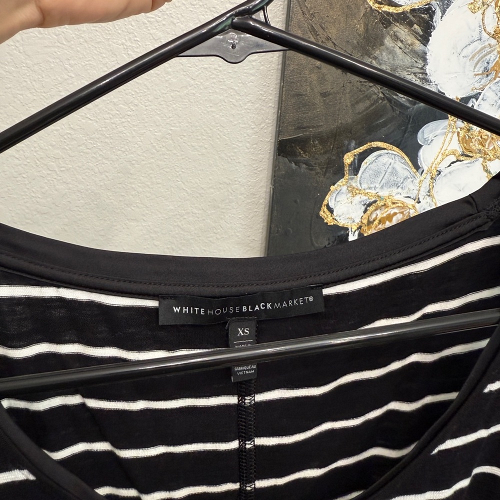 White House Black Market Black and White Striped Blouse